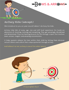 broucher of bows and arrows game for kids